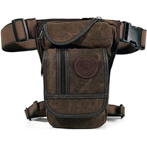 Canvas Waist Pack Drop Leg Bag Belt Bumbag Multi-Purpose Motorcycle bag - Picture 3 of 7